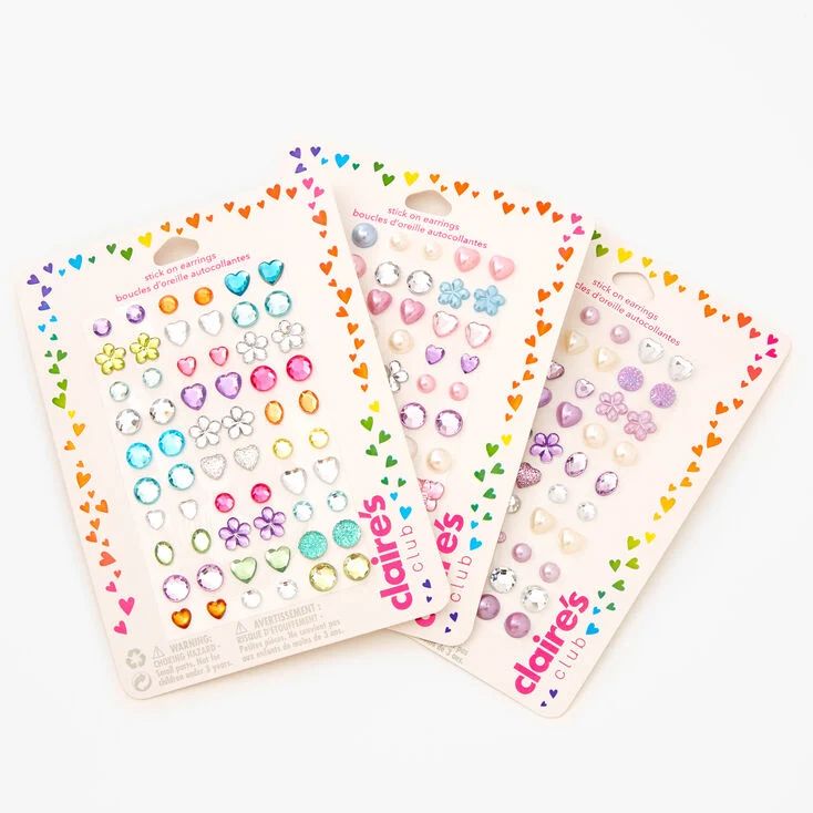 Claire's Club Stick On Earrings Bundle - 3 Pack | Claire's (US)