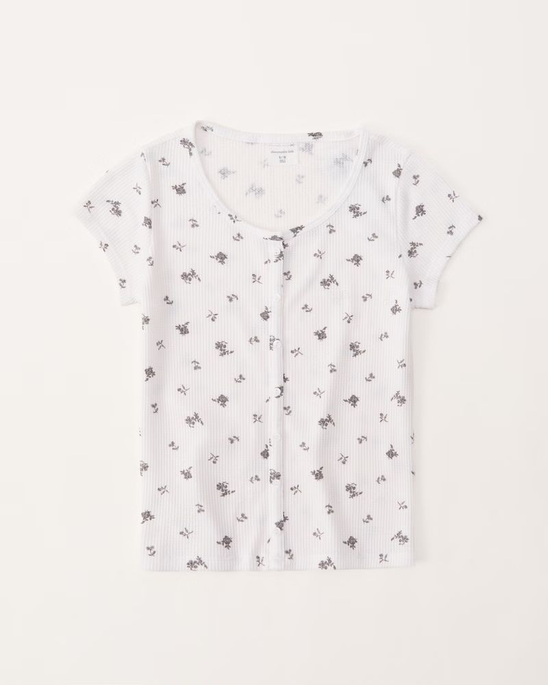 pattern waffle button-through tee | Abercrombie & Fitch (US)