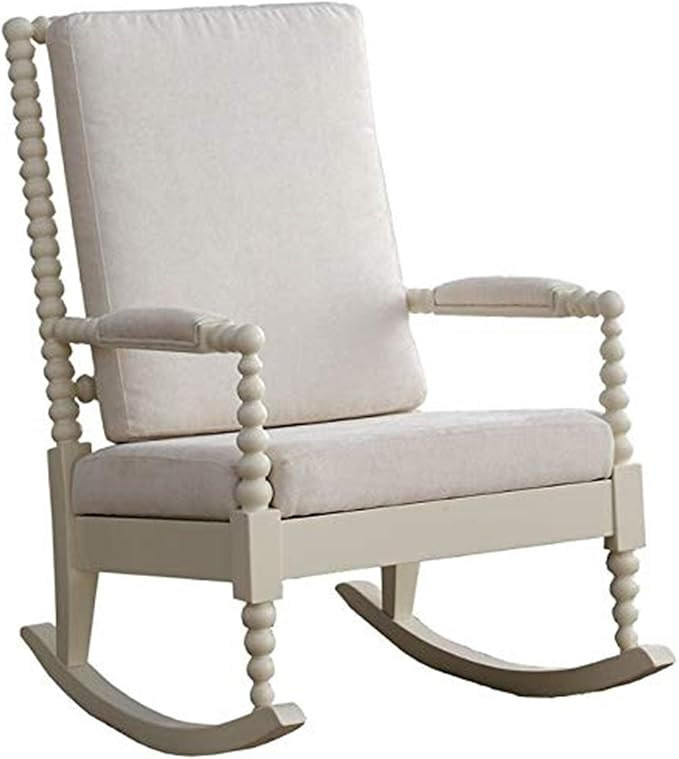 ACME Tristin Rocking Chair - - Cream Fabric & White | Amazon (US)