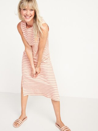 Vintage Sleeveless Striped Slub-Knit Midi Shift Dress for Women | Old Navy (US)