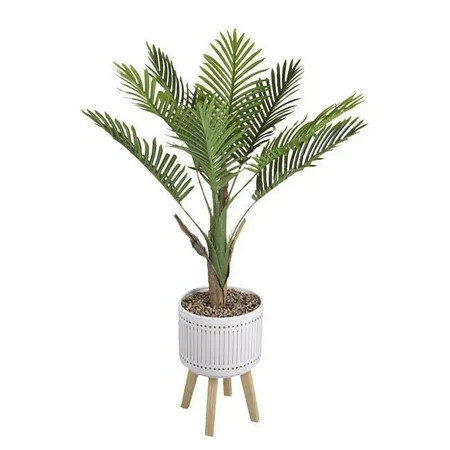 Flora Bunda CS2755-WH 4 ft. Areca Palm Planter on Wood Stand, White | Walmart (US)