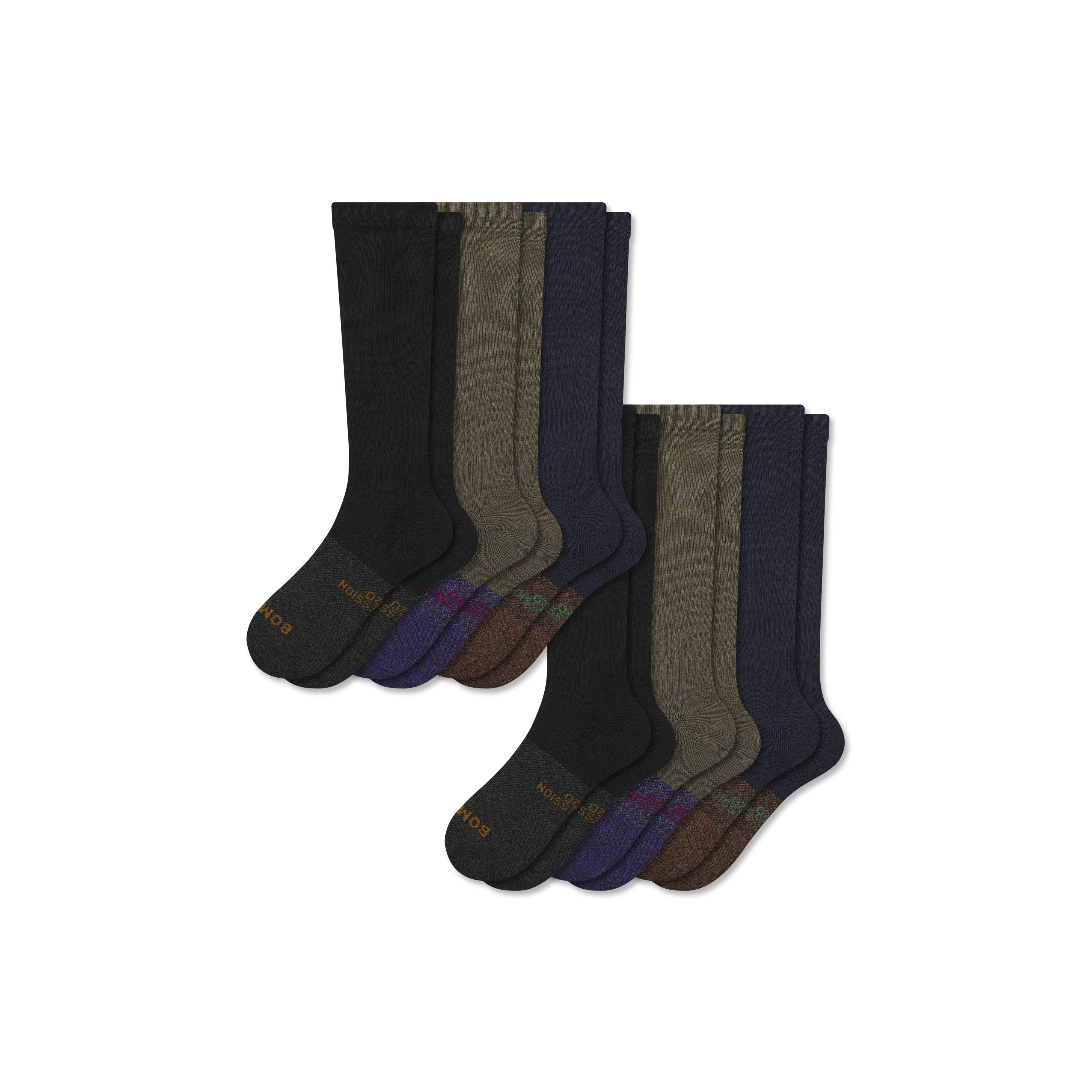 Men's Everyday Compression Sock 6-Pack (15-20mmHg) - Balsam Navy Mix - Medium - Cotton Blend - Bombas | Bombas