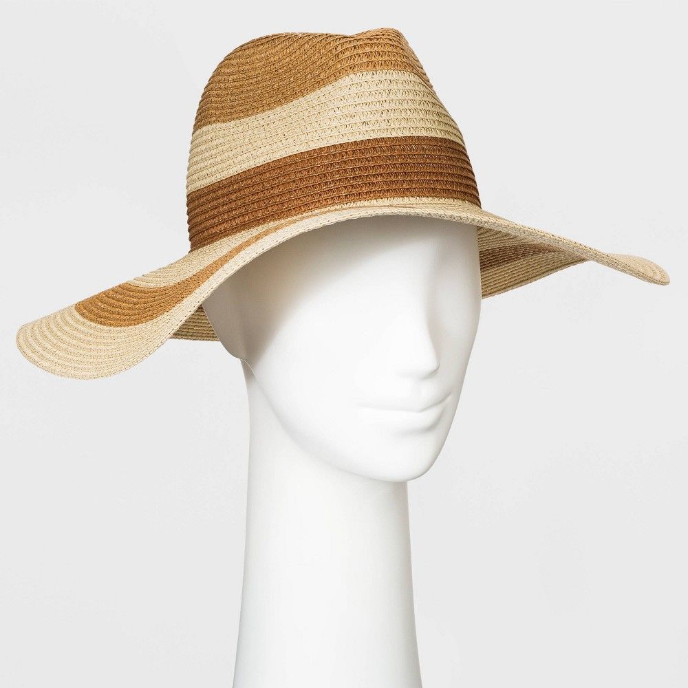 Women's Striped Paper Straw Fedora Hat - Universal Thread Brown | Target