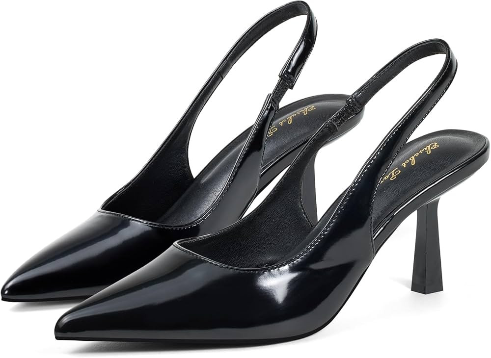 Elisabet Tang Women's Slingback Kitten Heel,3 inch Sexy Pointed Closed Toe Stiletto Pumps Slingba... | Amazon (US)