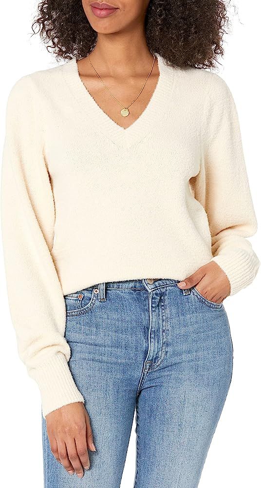 The Drop Women's Edith Pleated Shoulder V-neck Sweater | Amazon (US)