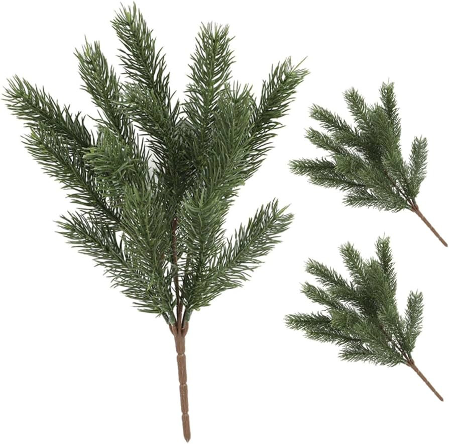 HOMSFOU 3 agujas de pino artificiales, hojas verdes, guirnalda de hojas de pino sintético, aguja... | Amazon (US)