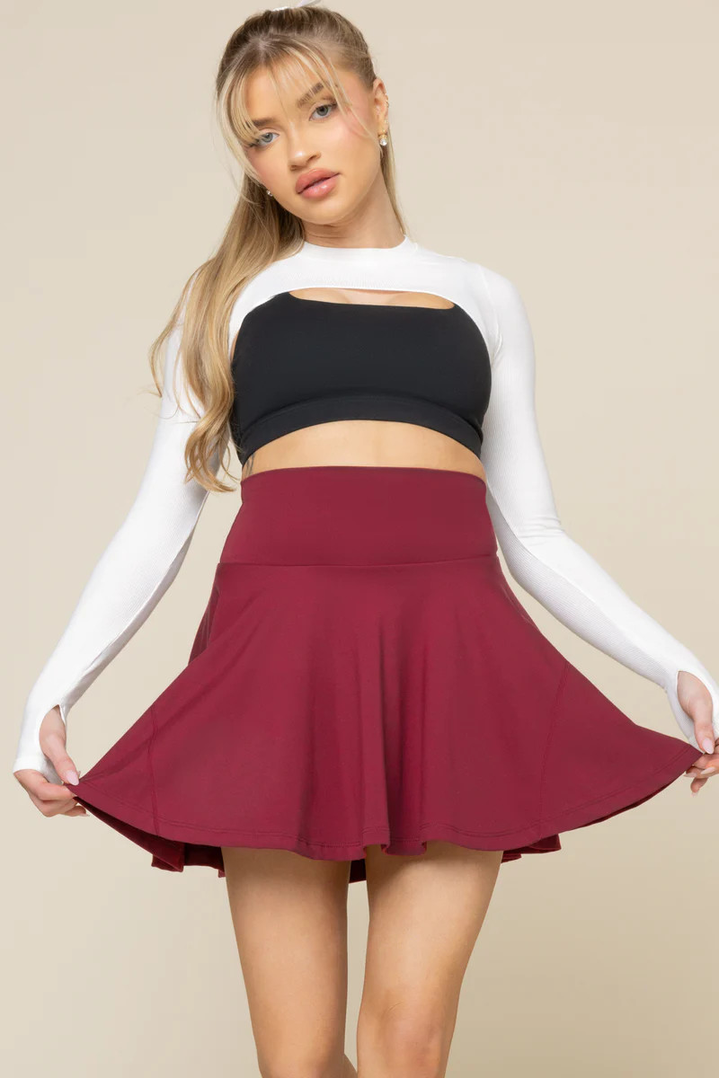 Twirl Skort (Longer) - Ruby | POPFLEX