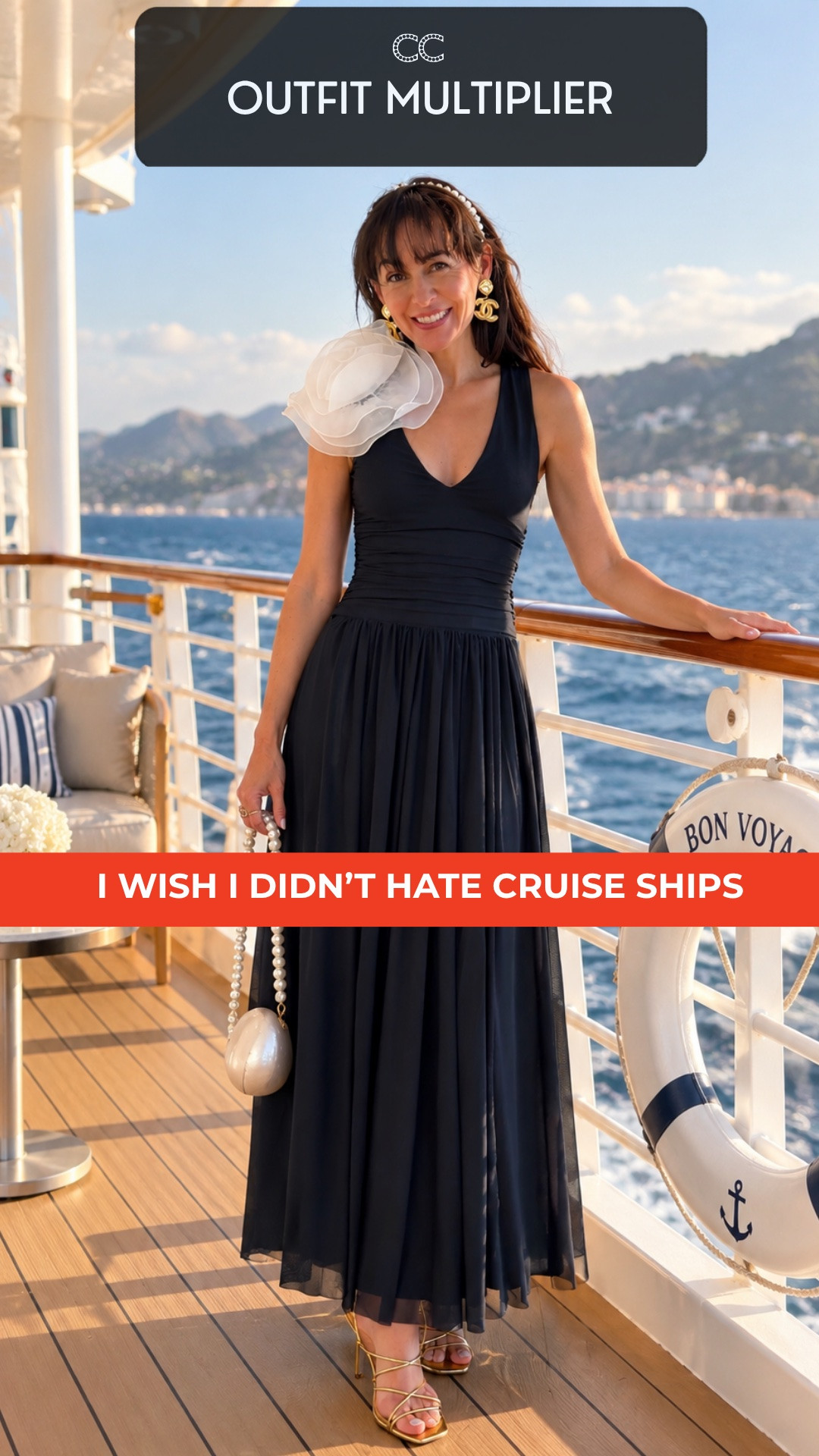 I wish it didn't hate cruise ships. Because I love a packing challenge.

This dress transforms itself every night. Bored of your little black dress by night 2? Not this one. It's like traveling with your own glam squad, minus the extra suitcase. Zero dress déjà vu.