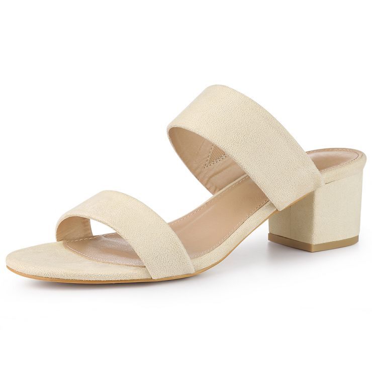 Women's Open Toe Dual Straps Block Heels Slide Sandals | Target