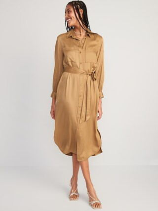 Tie-Belt Midi Shirt Dress for Women | Old Navy (US)