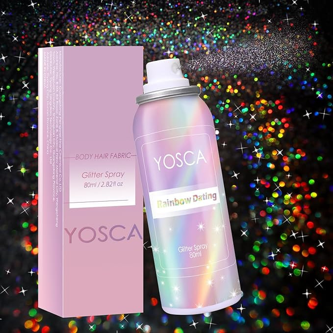 Yosca Body Glitter Spray, 80ML Holographic Silver Glitter Hairspray, Quick-Drying and Long-Lastin... | Amazon (US)