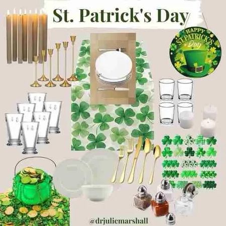 Are you a fan of St. Patrick’s Day ☘️? Here’s a really fun, easy, and affordable tablescape that comes together in minutes. Here’s the blog with the exact directions: St. Patrick's Day Table Decorations (March 17) - Dr. Julie's Fun Life
#ltkseasonal 
#ltkhome
#ltkunder50 
#ltkstyletip 

#LTKparties #LTKsalealert #LTKVideo