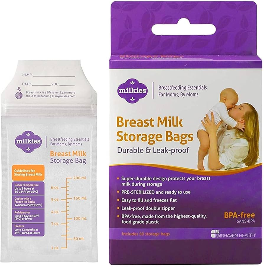 Fairhaven Health Milkies Breast Milk Storage Bags, 50 Count, Presterilized and BPA Free, No Leak ... | Amazon (US)