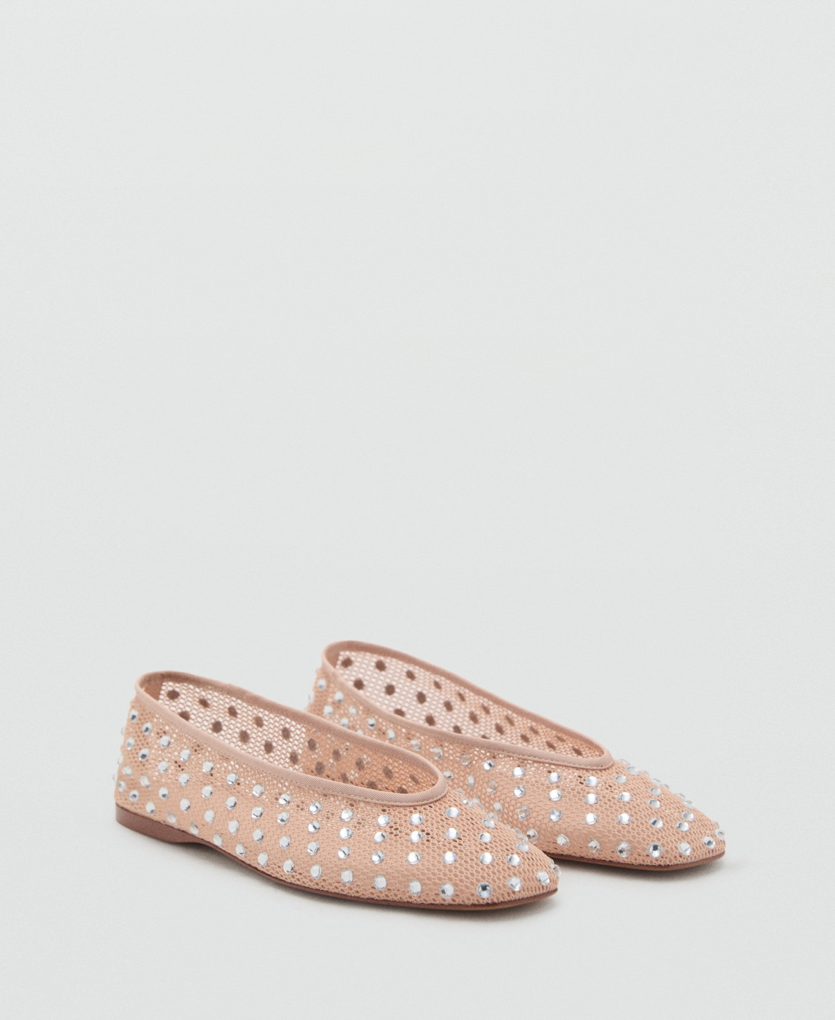 Mango Women's Mesh Strass Ballerina Flats - Nude | Macy's
