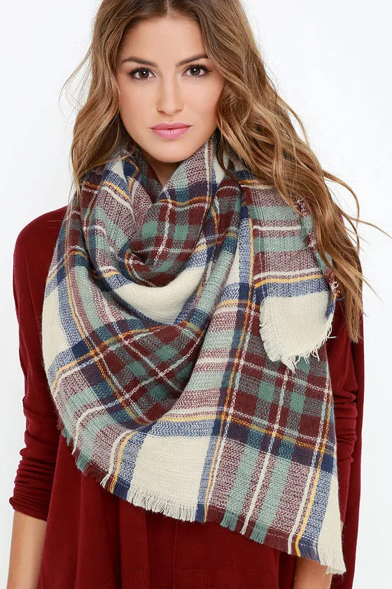 Ticket to Timbuktu Cream Plaid Scarf | Lulus (US)
