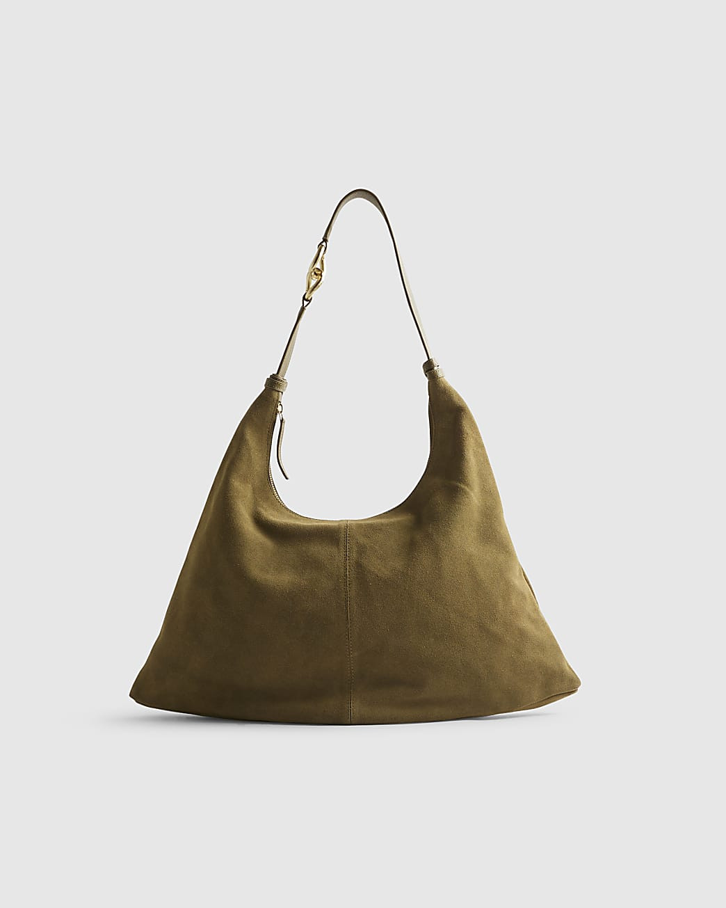 Khaki Suede Chain Link Handle Shoulder Bag | River Island UK & IE
