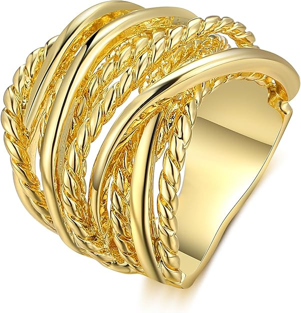 Cross Rings for Women, Fashion Statement Ring X Knot Band Chunky Twisted Cable Wire Ring Jewelry ... | Amazon (US)