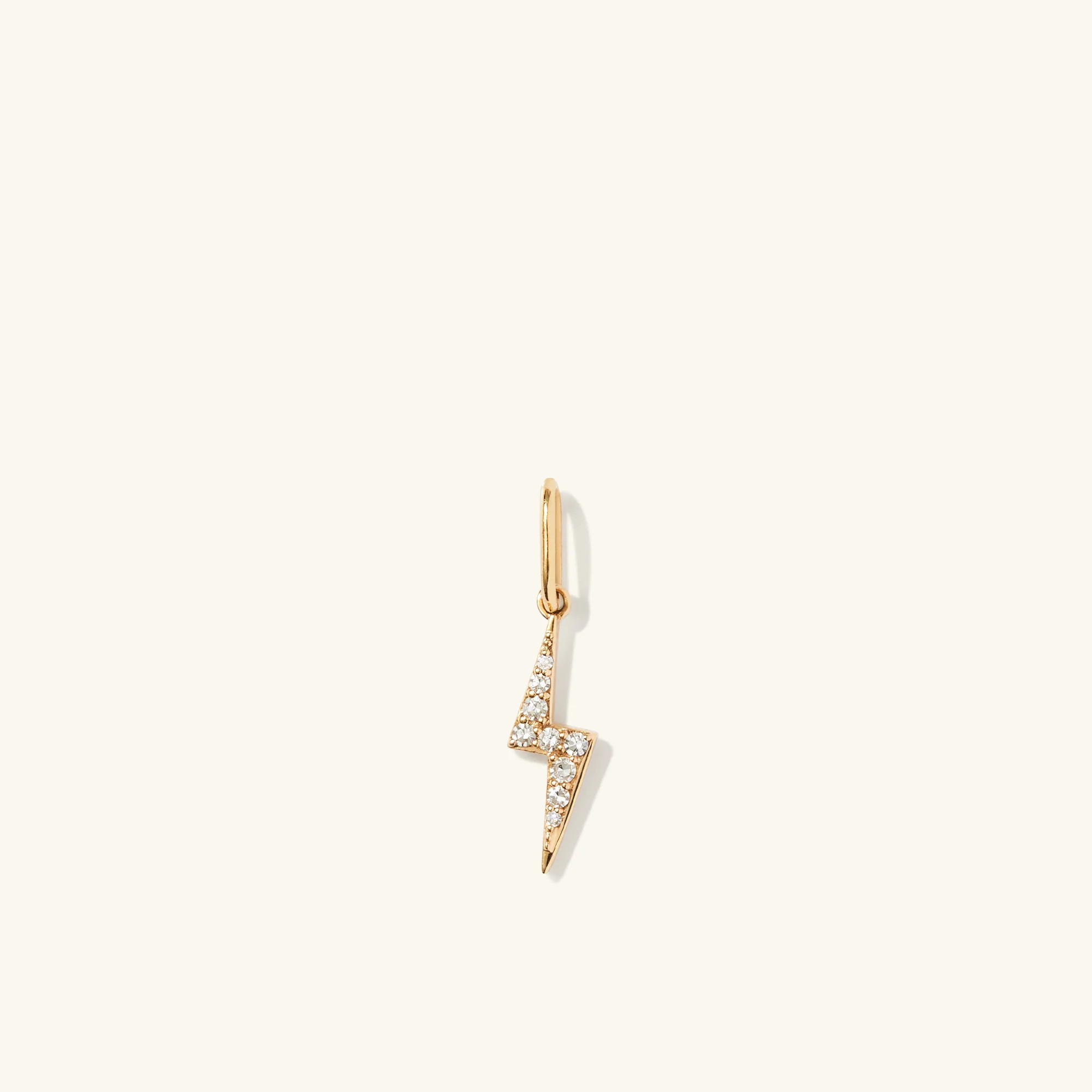 14k Gold Handcrafted Pavé Diamond Lightning Bolt Charm - Jewelry | Mejuri | Mejuri Fine Crew