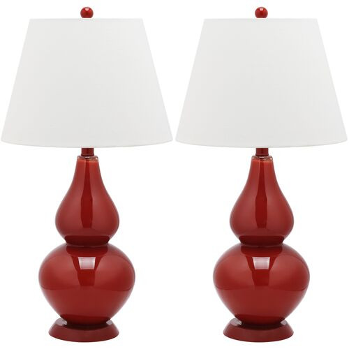 Angela Table Lamp Set, Green | One Kings Lane