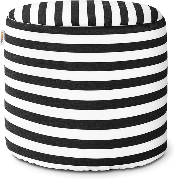Jaxx Spring Indoor/Outdoor Bean Bag Ottoman, Black & White Stripes | Amazon (US)
