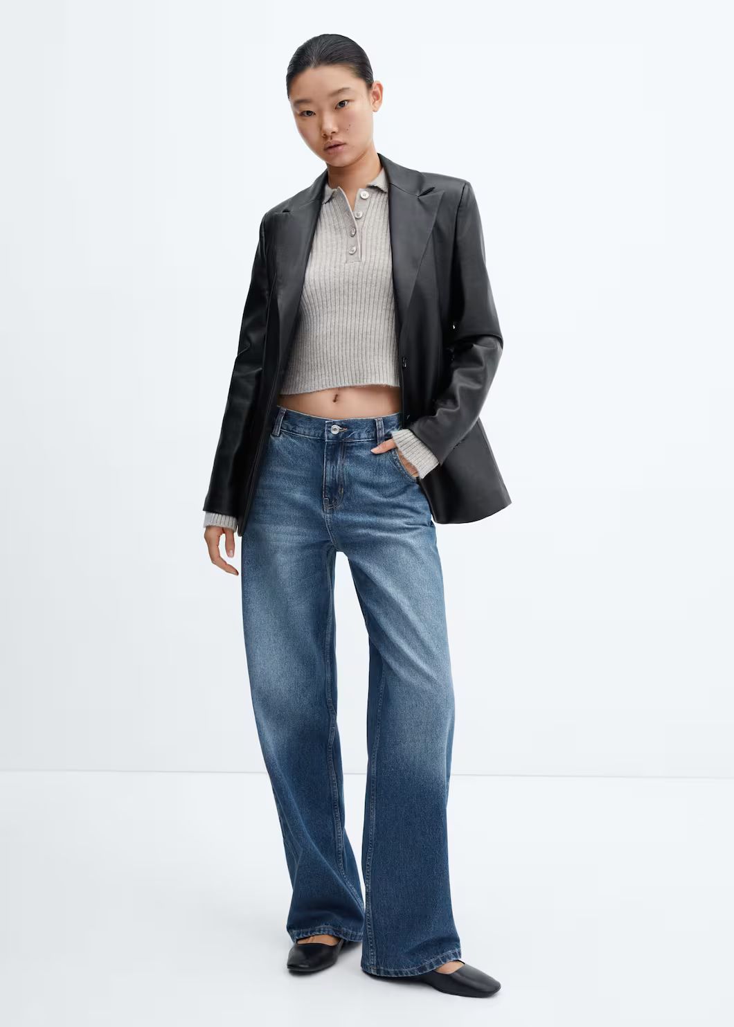 Low waist wideleg jeans -  Women | Mango USA | MANGO (US)