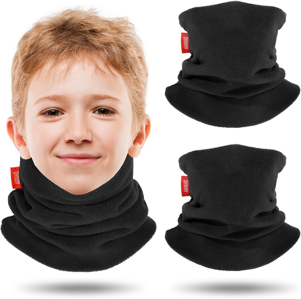Aegend Neck Warmer for Kids 2 Pack, Double-Layer Fleece Ski Neck Gaiter for Boys Girls Youth Wint... | Amazon (US)