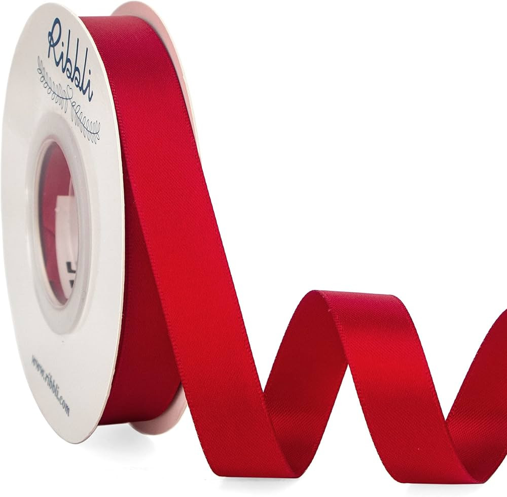 Ribbli Red Satin Ribbon 5/8 inch x Continuous 25 Yards,Double Faced Satin Use for Craft, Gift Wra... | Amazon (US)