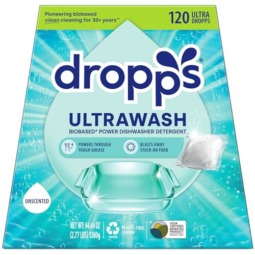 Dropps UltraWash Dishwasher Pods, Unscented (120 Count) - Biobased Power Deep Clean Dishwasher Detergent Tablets for Sparkling Shiny Dishes - No Rinse Aid or Pre-Wash Needed - Dishwashing Pods | Amazon (US)