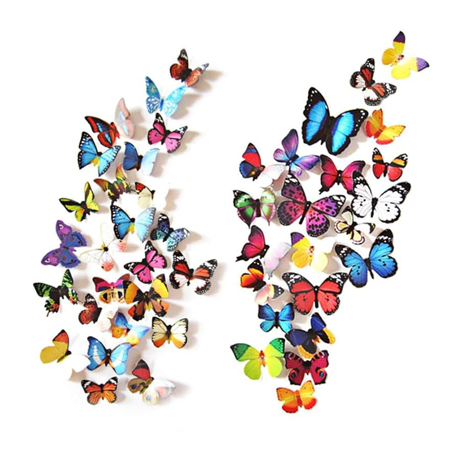 80pcs Butterfly Wall Decor - Plastic Butterflies Wings Foldable Removable Waterproof Reusable Mur... | Amazon (US)