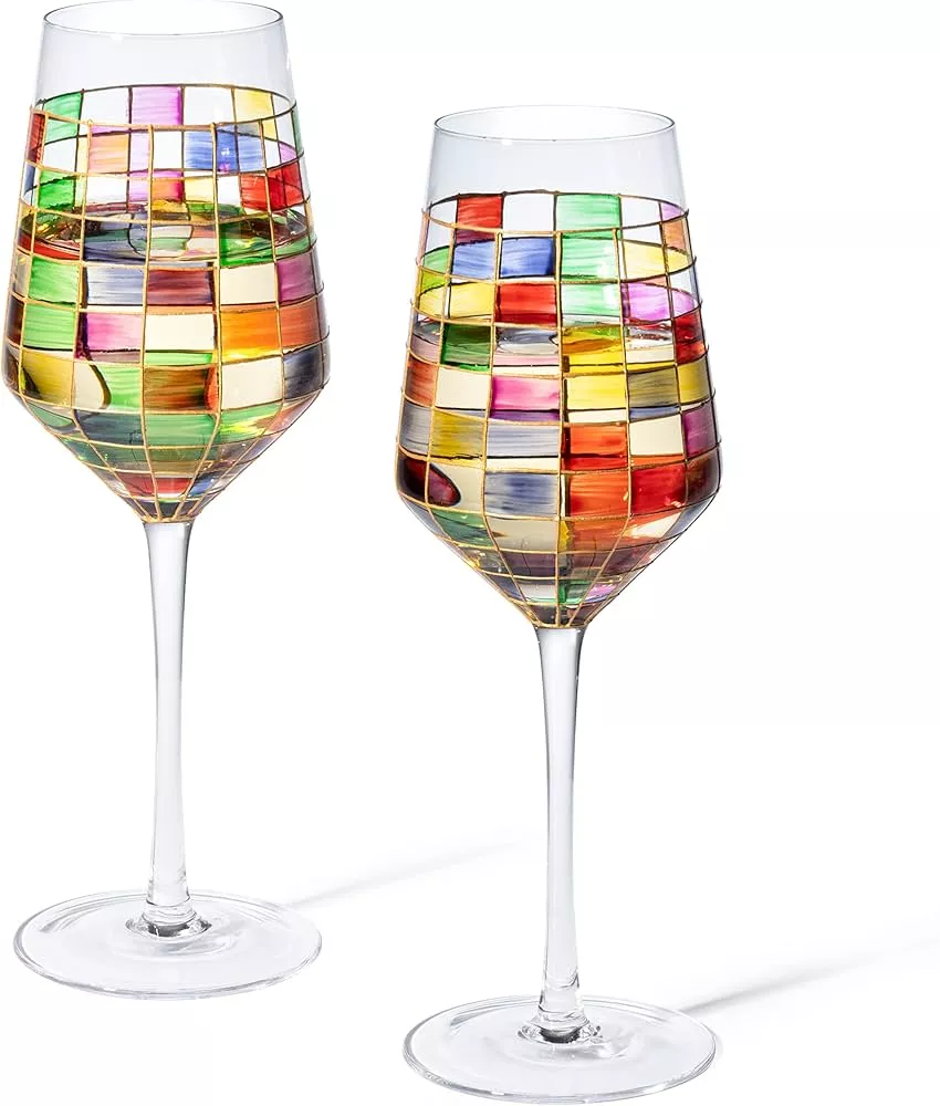 The Wine Savant - Art Deco Colored Crystal Stemless Wine Glass