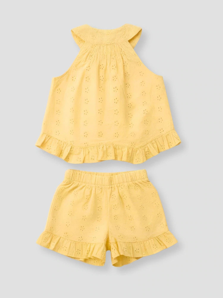 Angel & Rocket Yellow Leona Broderie Frill Top & Shorts Set | Next US