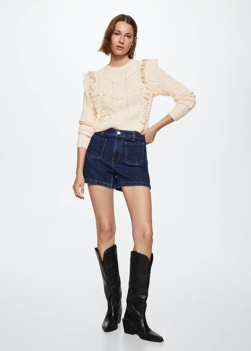 Frilled openwork sweater -  Women | Mango USA | MANGO (US)