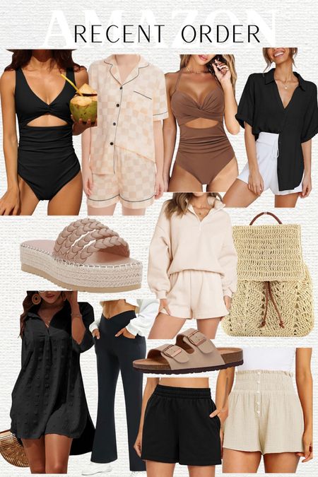 Amazon fashion amazon finds vacation outfits resort wear spring break outfits beach outfit straw backpack one piece swimsuit cover up flare leggings 

#LTKunder50