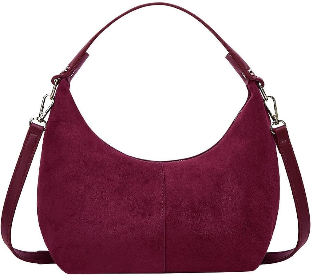 Suede Crescent Tote Bags for Women Vintage Shoulder Bag Brown Suede Handbag Casual Crossbody Bag ... | Amazon (US)