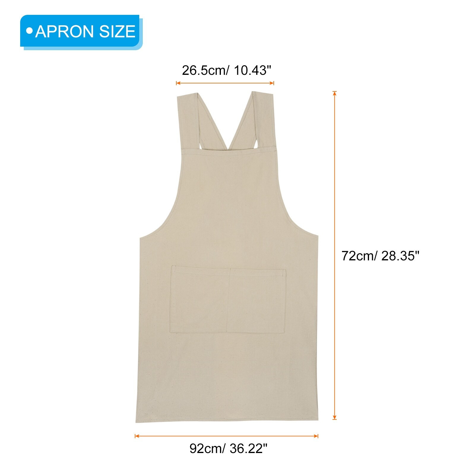 Cotton Linen Apron, Cross Back Aprons with Pockets for Cooking, Khaki - 28.35 inch | Bed Bath & Beyond