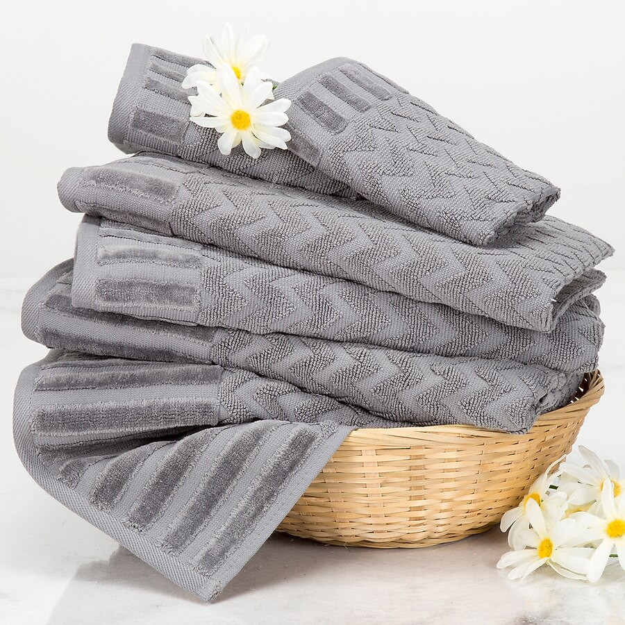 Hastings Home 6-Piece Silver Cotton Bath Towel Set (Bath Towels) | Lowe's