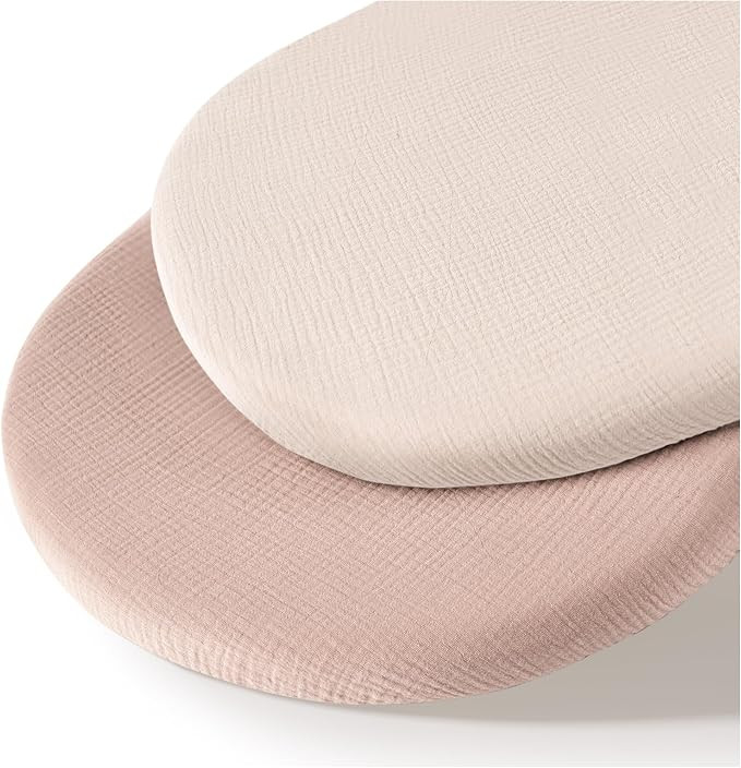 Muslin Bassinet Sheets for Babies – Soft & Breathable 100% Cotton Fitted Sheets for Oval, Recta... | Amazon (US)