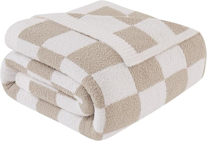 downluxe Checkered Blanket for Couch, 50x60 Inch Lightweight Knitted Blanket, Ultra Cozy Throw Bl... | Amazon (US)