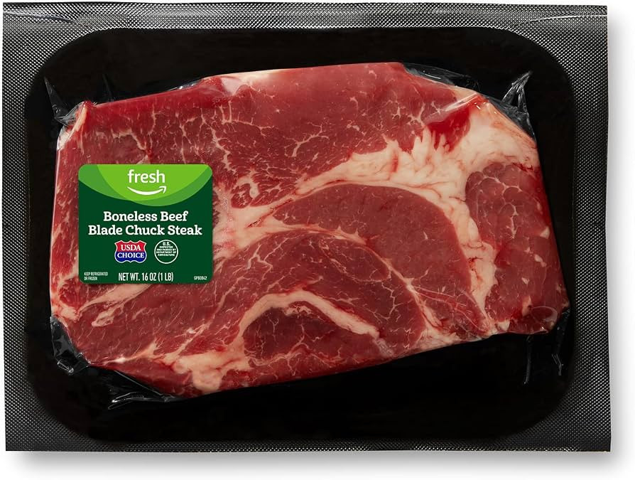 Amazon Fresh Brand, Beef Blade Chuck Steak, Boneless, USDA Choice, 1 lb | Amazon (US)