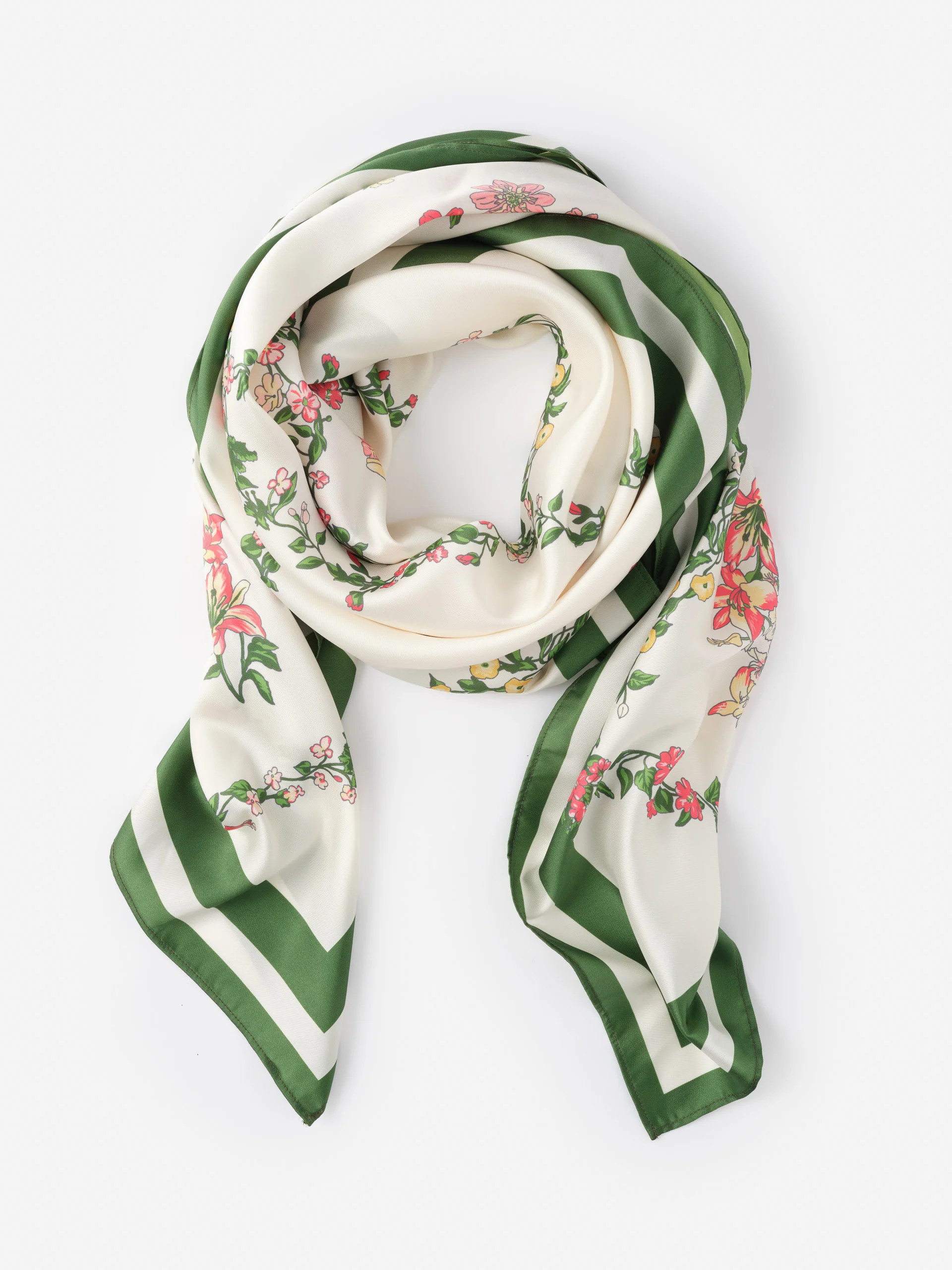 J.McLaughlin Women's The Magic Scarf in Floral Medley Frame Border Off White | J.McLaughlin