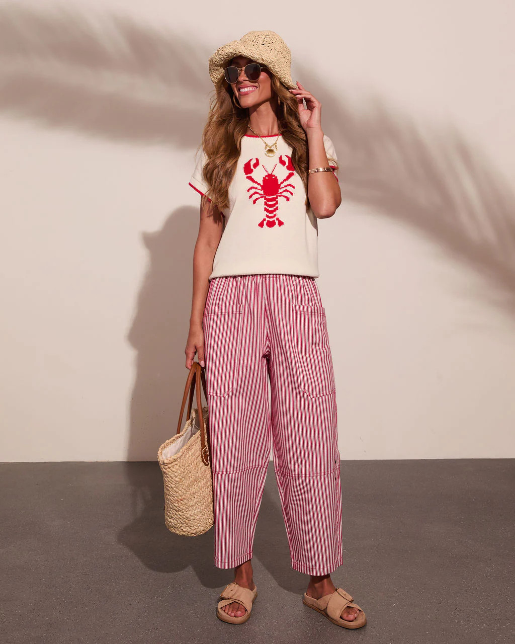 Red Claw Coastline Knit Graphic Lobster Print Sweater | VICI