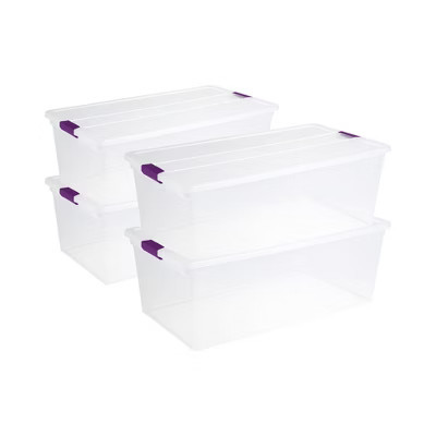 Sterilite 110 Qt ClearView Latch Storage Box, Stackable Bin w/ Latch Lid, 4-Pack | Target