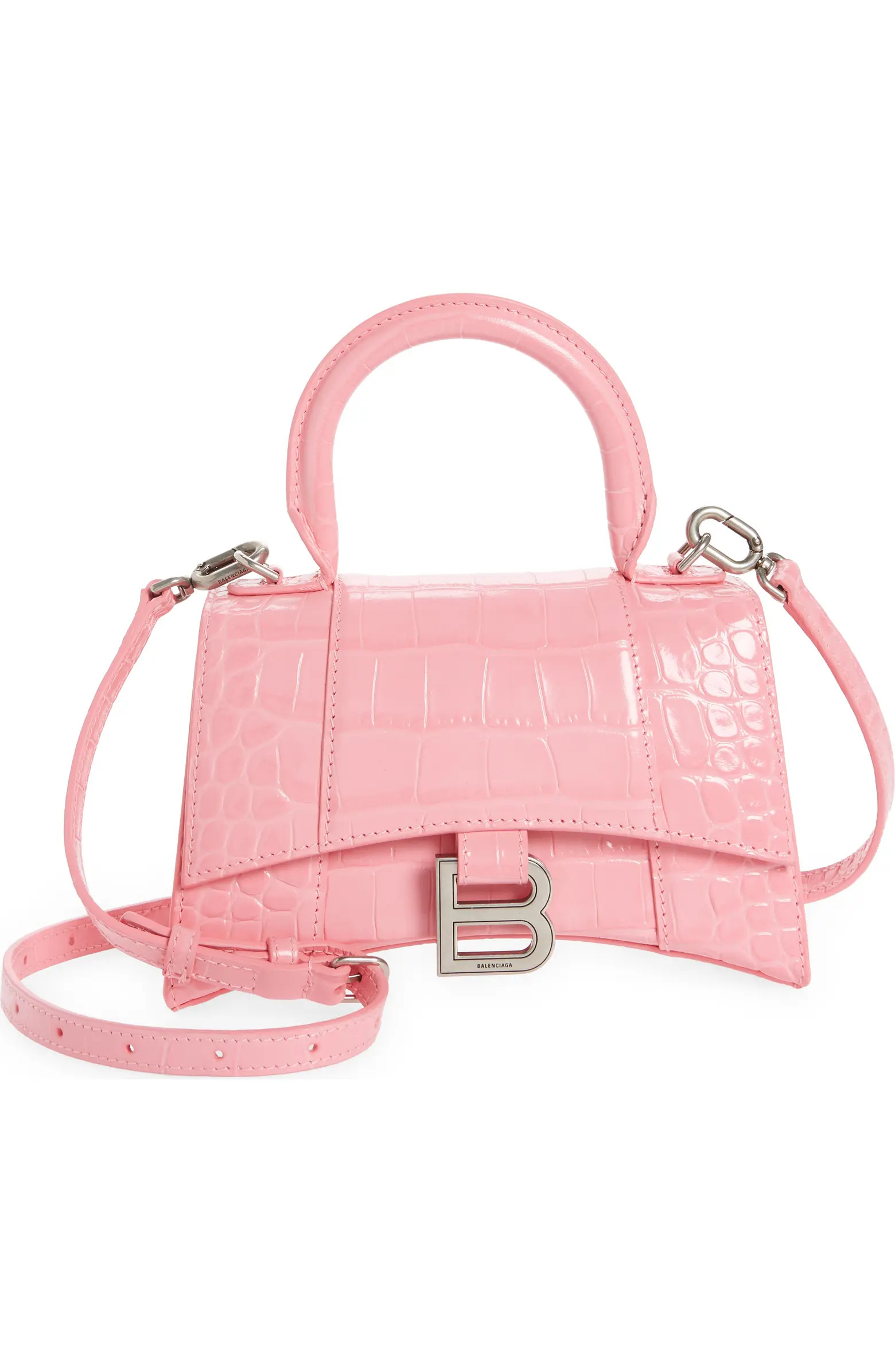 Extra Small Hourglass Croc Embossed Leather Top Handle Bag | Nordstrom