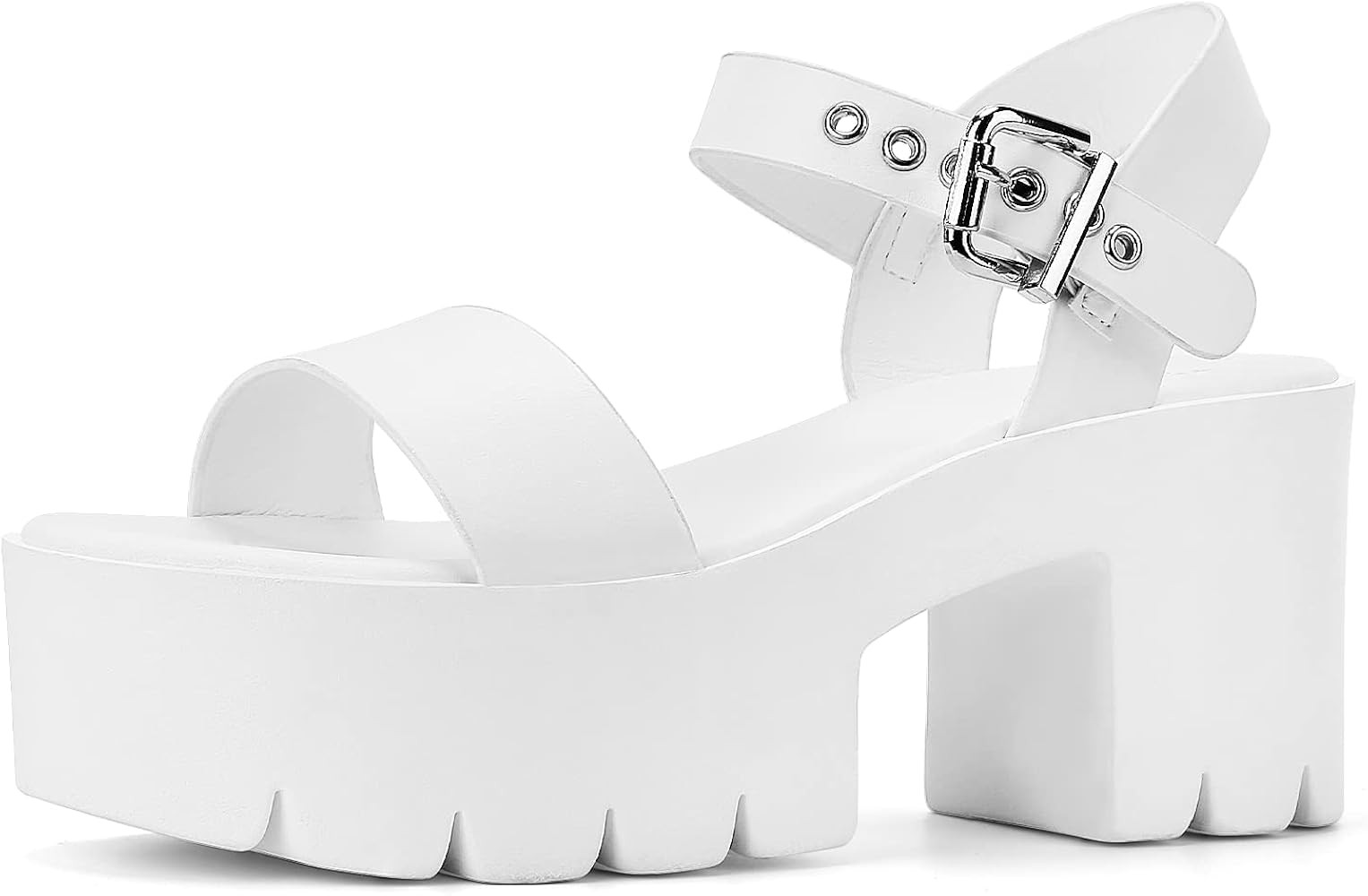 READYSALTED Womens Chunky Platform Sandals Open Toe Block Heeled with Adjustable Ankle Strap | Amazon (US)