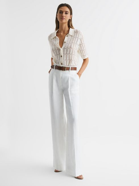 Short Sleeve Crochet Shirt | Reiss US