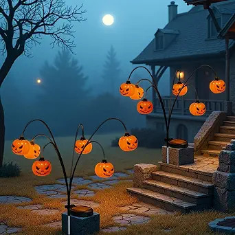 Halloween Decorations Outdoor, 2 Pack Pumpkin Solar-Lights for Outside Decor, Waterproof 12LED Or... | Amazon (US)