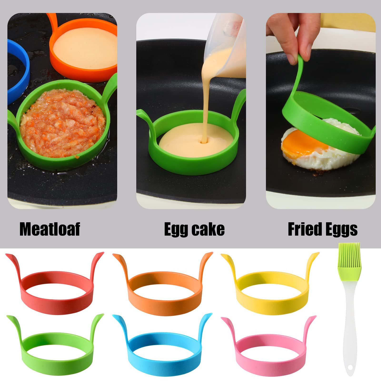 6 Pack Egg Rings, Non Stick Silicone Fried Egg Mold Round Egg Cooking Rings Eggs Circle Mold with... | Amazon (CA)