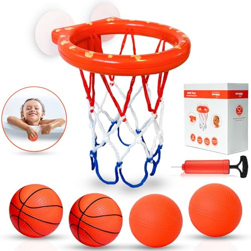 MARPPY Bath Toys - Bathtub Basketball Hoop for Toddlers and Kids - Bathtub and Shower Toys with 4 Soft Balls, Mold Free and Strong Suction Cup, Fun Bath Toys for Kids, Toddlers - Boys and Girls | Amazon (US)