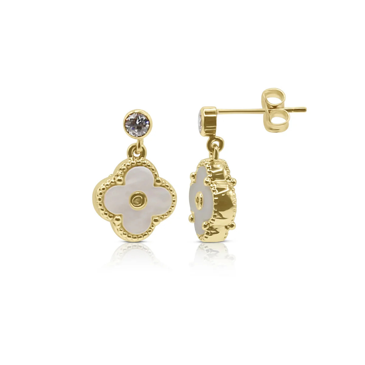 Arden – Mother of Pearl Clover Earrings | Bowood Lane
