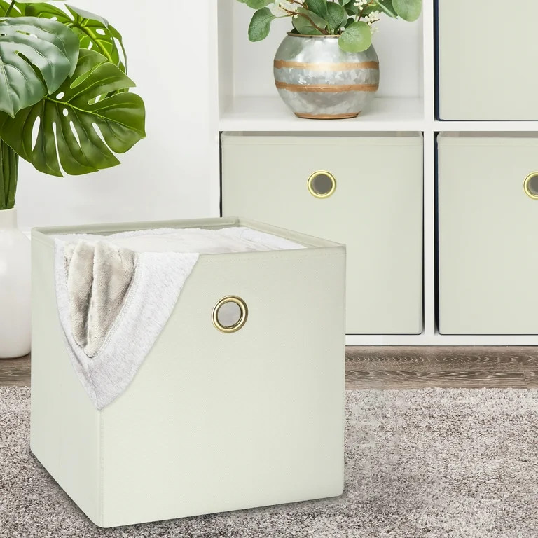 Mainstays Collapsible Fabric Cube Storage Bin (10.5" x 10.5"), Vanilla Dream | Walmart (US)